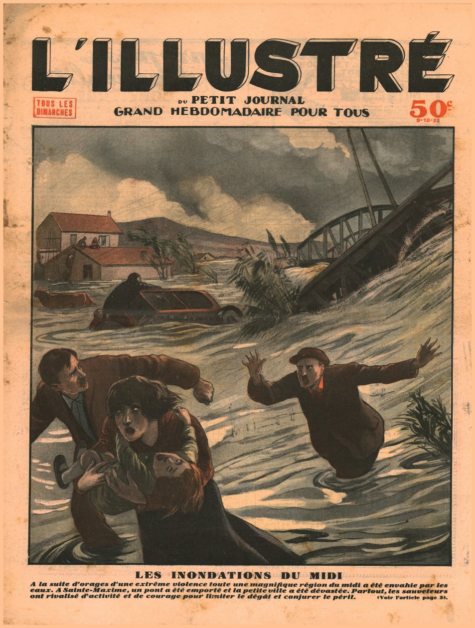 1932年南フランスの洪水。 作： 不明