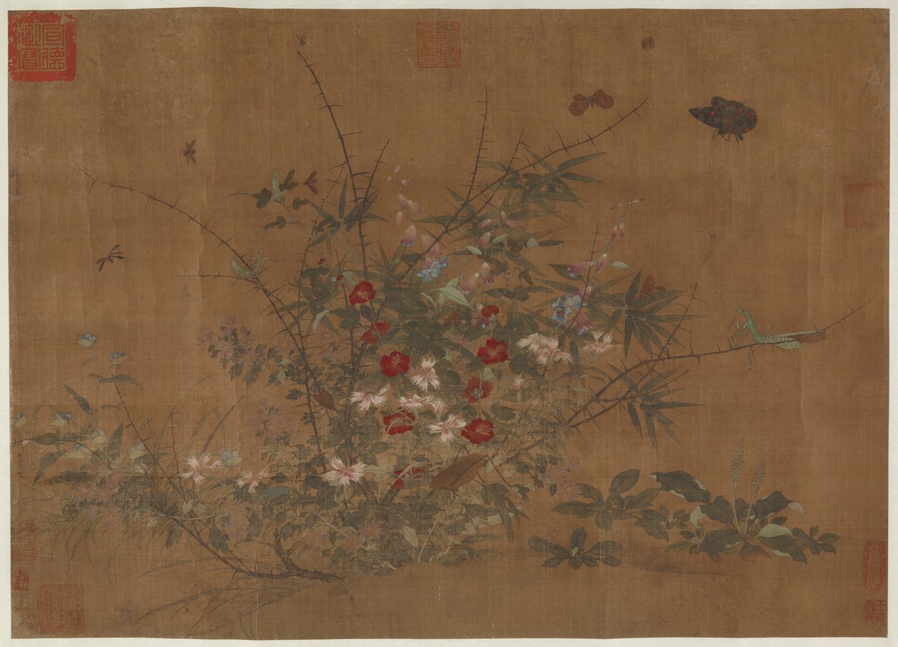 花と昆虫、明王朝、15世紀。 作： 不明