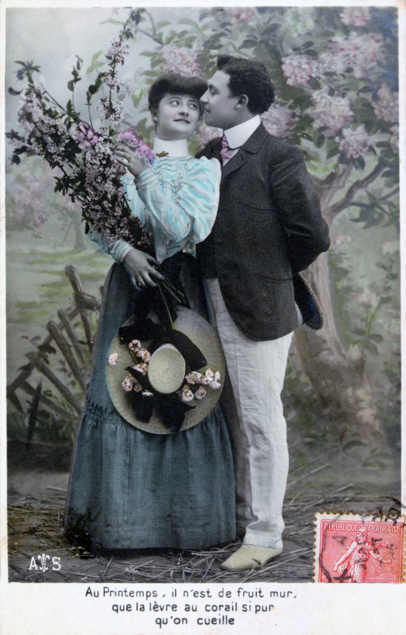 フランスのロマンチックなポストカード、c1900 作： 不明
