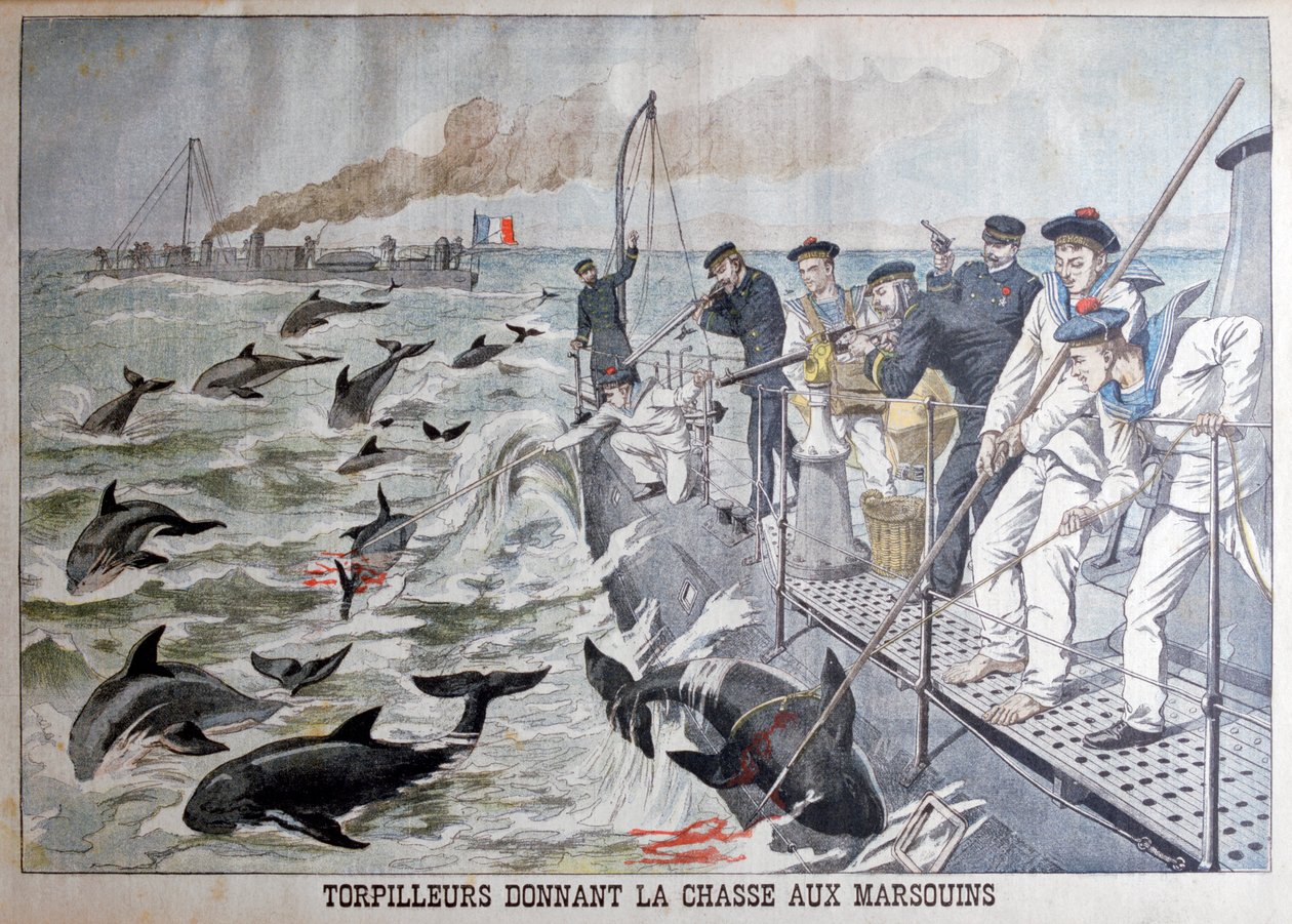 1903年の魚雷を撃つフランスの魚雷艇 作： 不明