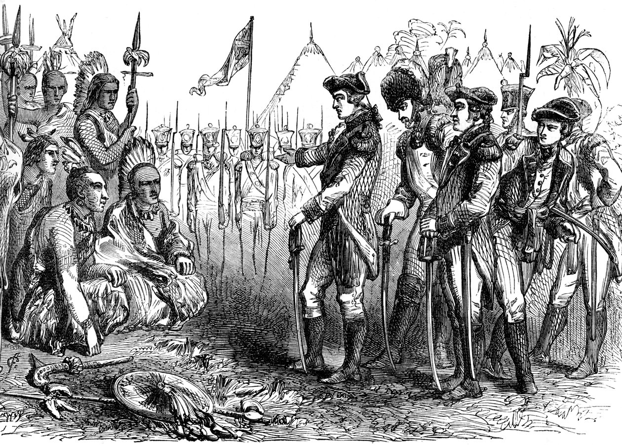 1777年のc1880でインディアンを演説するバーゴイン将軍 作： 不明