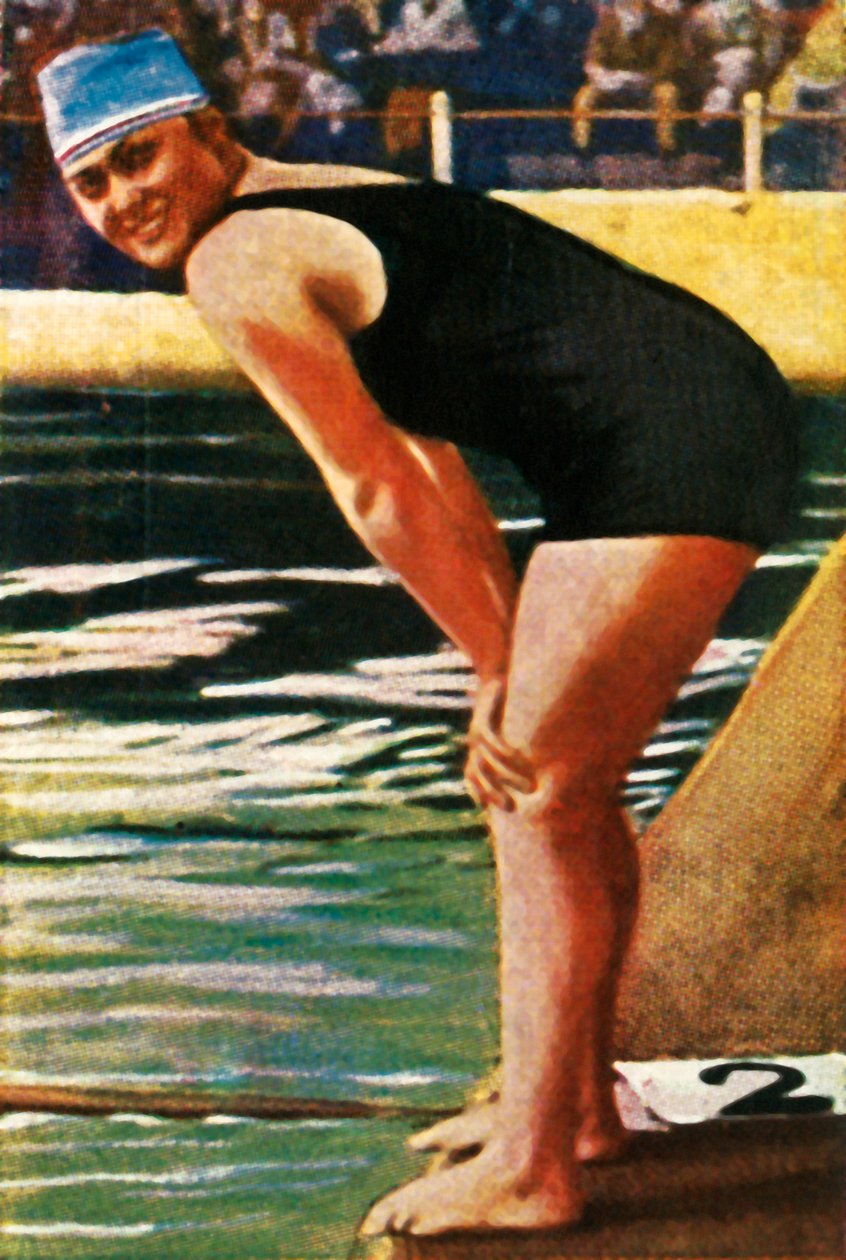 ドイツの水泳選手、ヒルデシュレーダー、1928年。 作： 不明