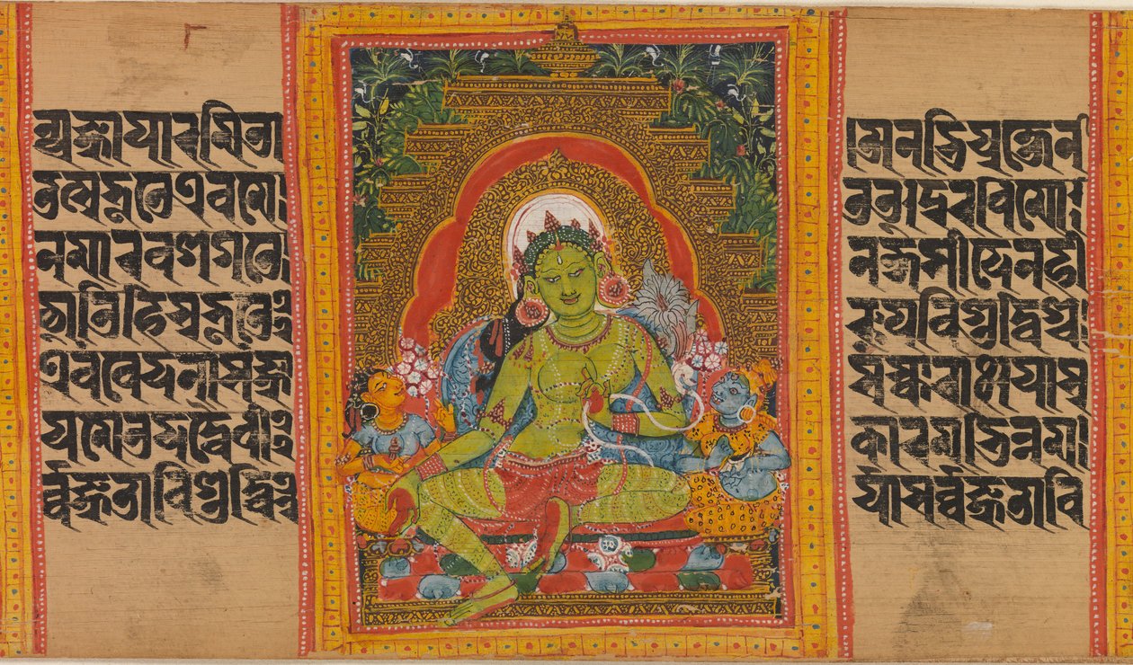 Green Tara ... 12世紀初頭の知恵写本の完成。 作： 不明