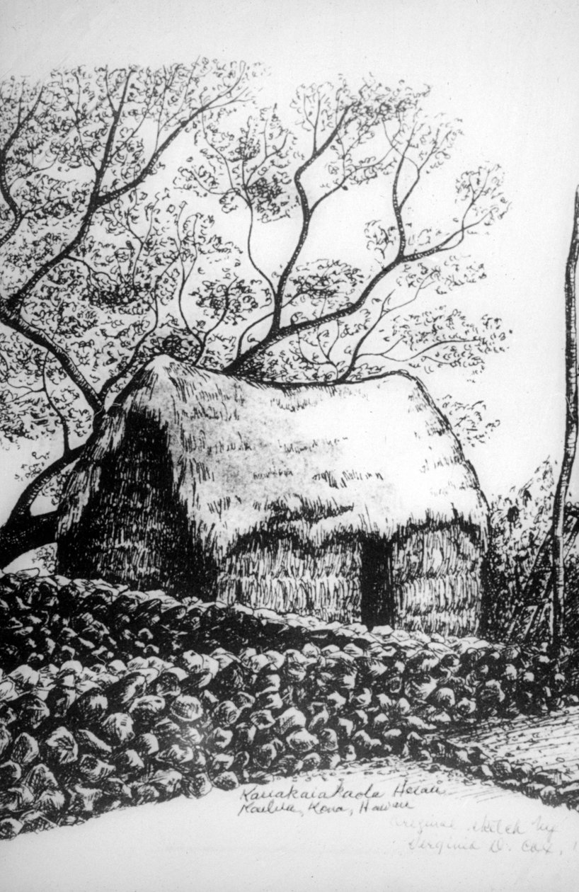 Heiau、カイルアコナ、ハワイ、19世紀 作： 不明