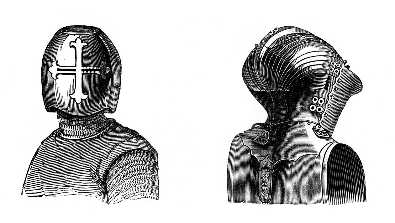 13世紀と15世紀のヘルメット、1870年 作： 不明