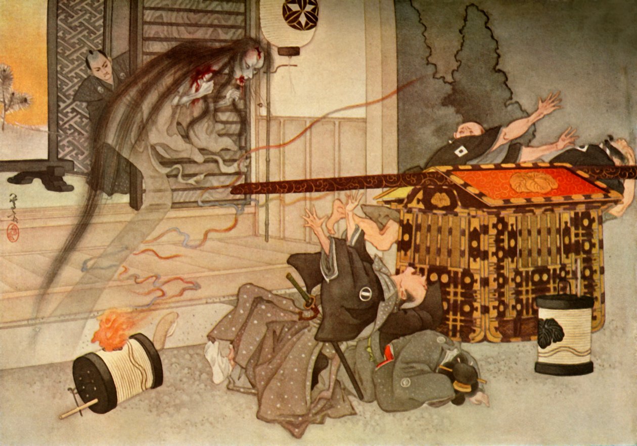 彼女の恐ろしい顔と血のついた衣服...、1919年。 作： 不明