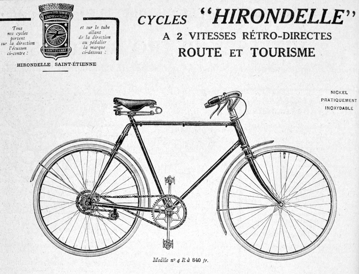 Hirondelle Saint Etienne、自転車ツーリズム広告、20世紀 作： 不明
