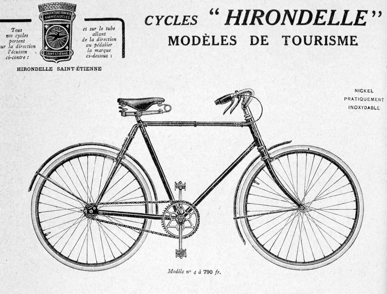 Hirondelle Saint Etienne自転車ツーリズム広告、20世紀 作： 不明
