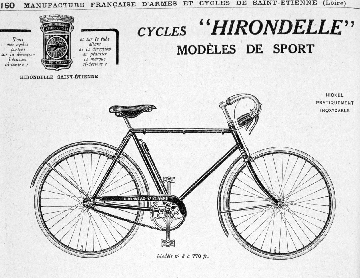 Hirondelle Saint Etienne、自転車ツーリズム広告、20世紀 作： 不明