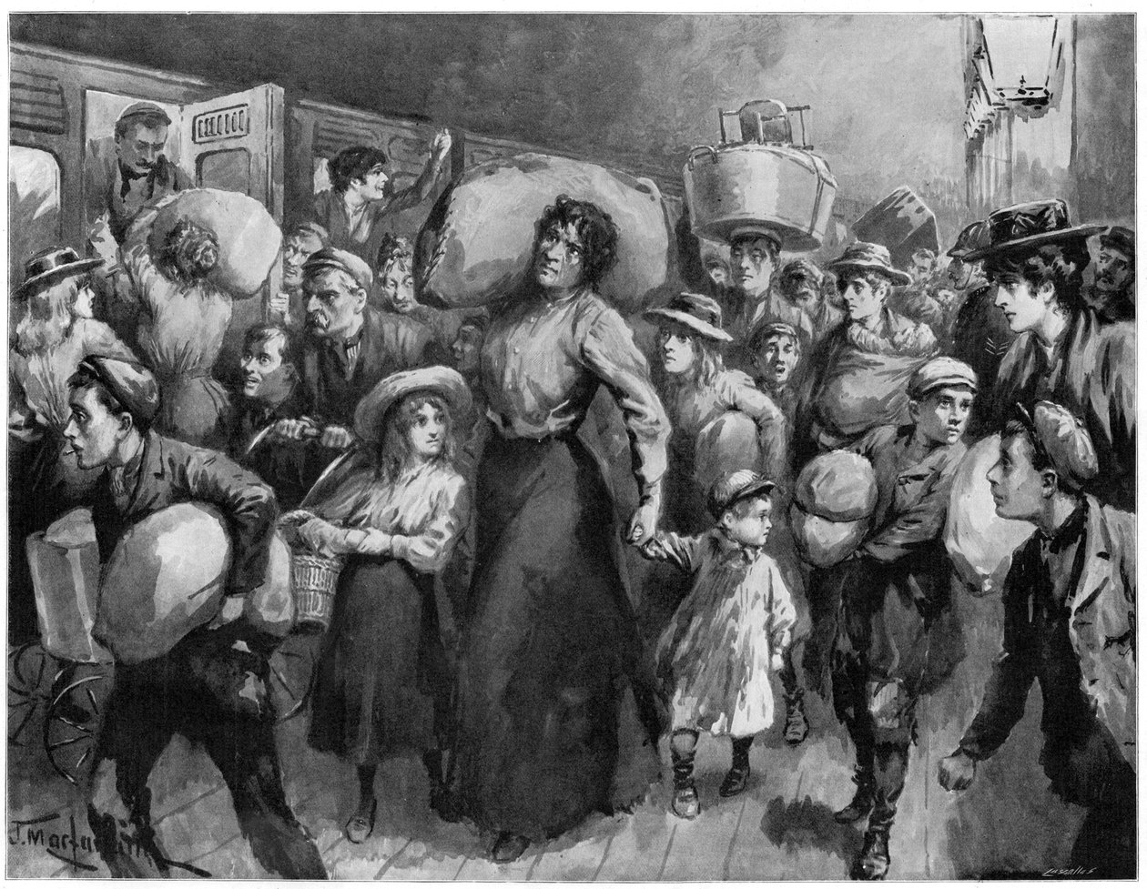 1900年の真夜中にロンドンブリッジを出るホップピッカー 作： 不明
