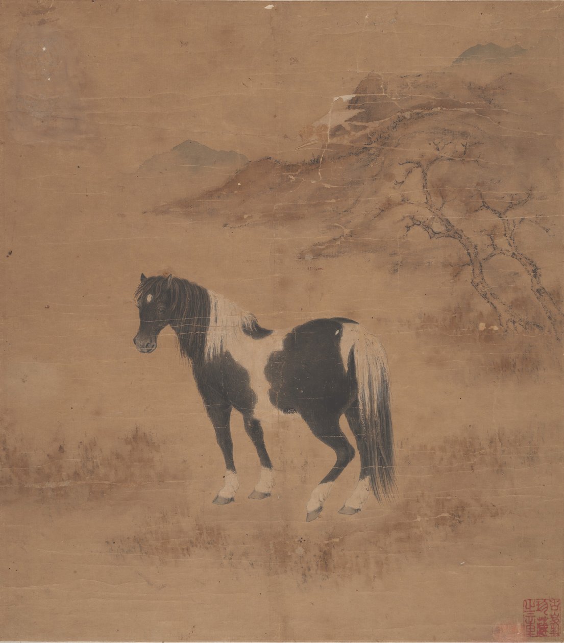 馬と風景。 作： 不明