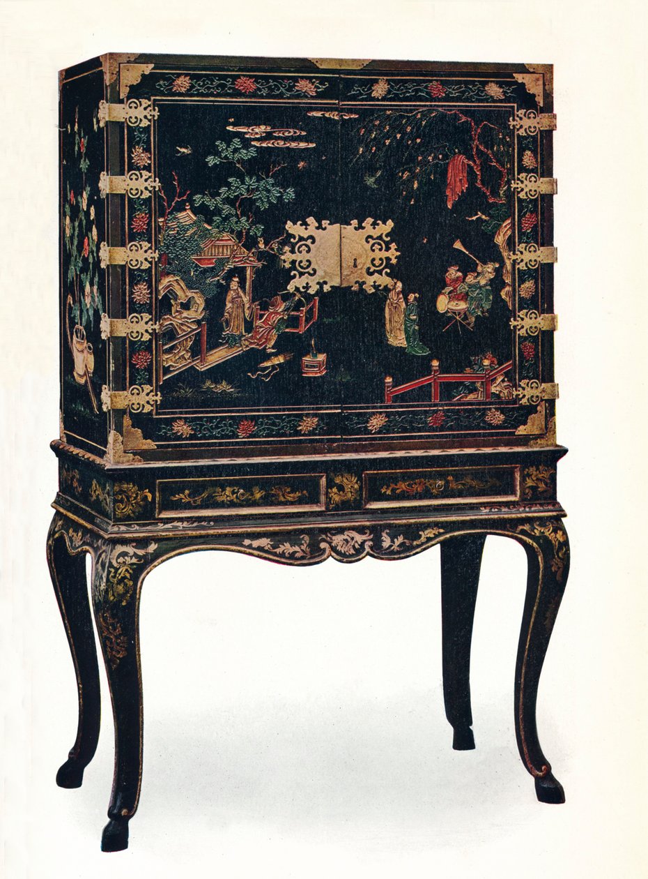 切られたラッカーを塗られたキャビネット、c1680、1910。 作： 不明