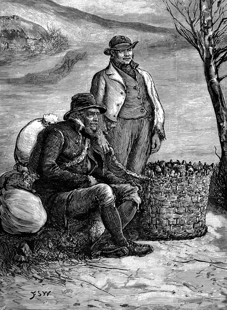 種芋を家に持ち帰るアイルランドの農民、1888年 作： 不明