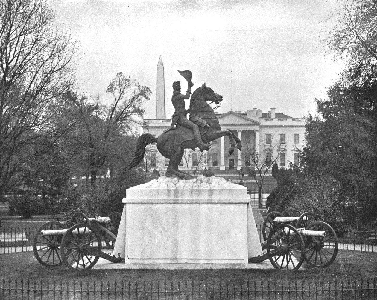 ジャクソン像、ラファイエットスクエア、ワシントンDC、米国、c1900。 作： 不明