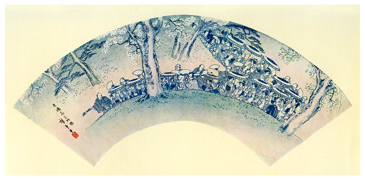 日本の扇子の扇形、19世紀1925 作： 不明