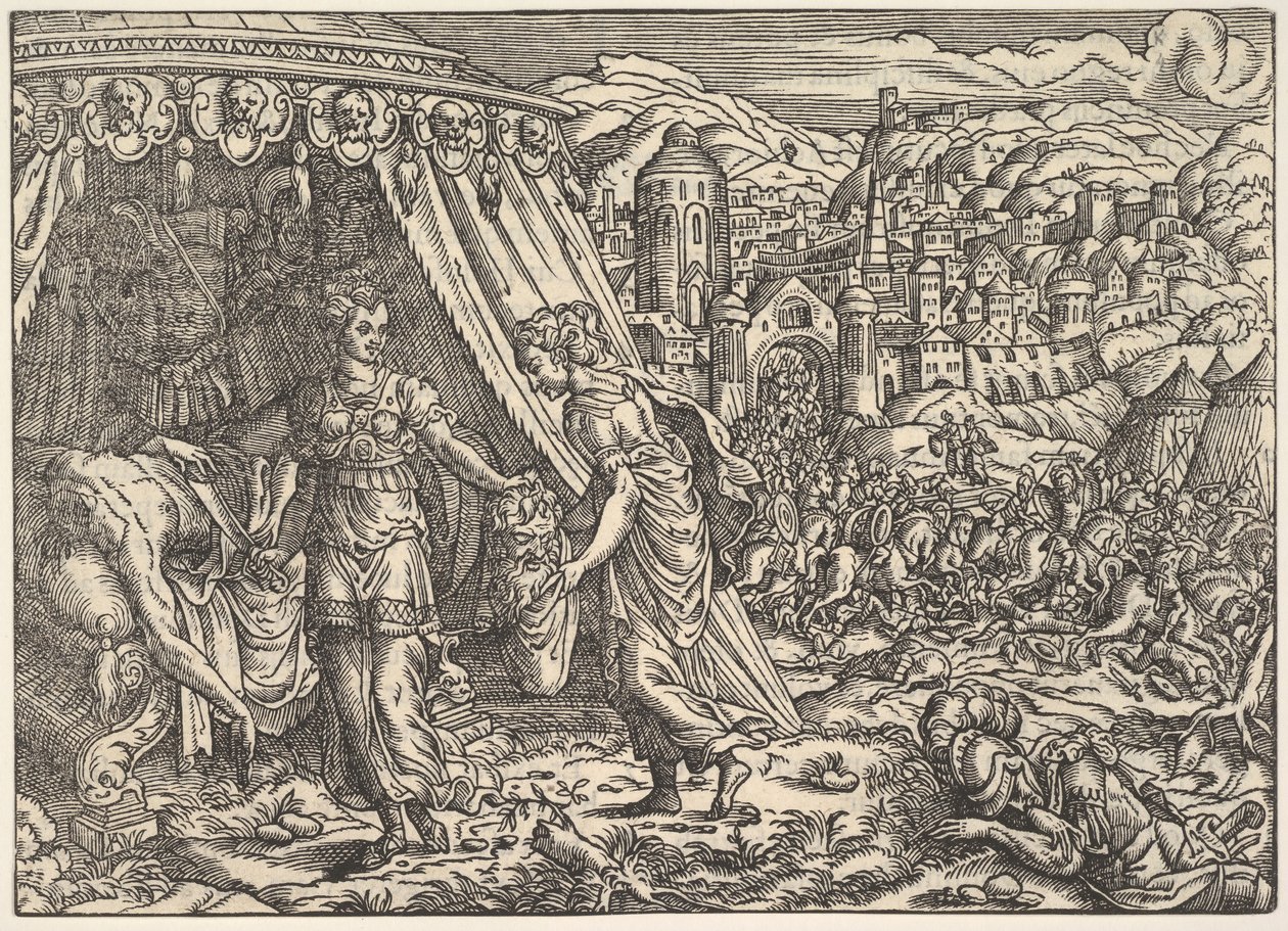 1564年、フランクフルトのビブリア出身のジュディスとホロフェルネス。 作： 不明
