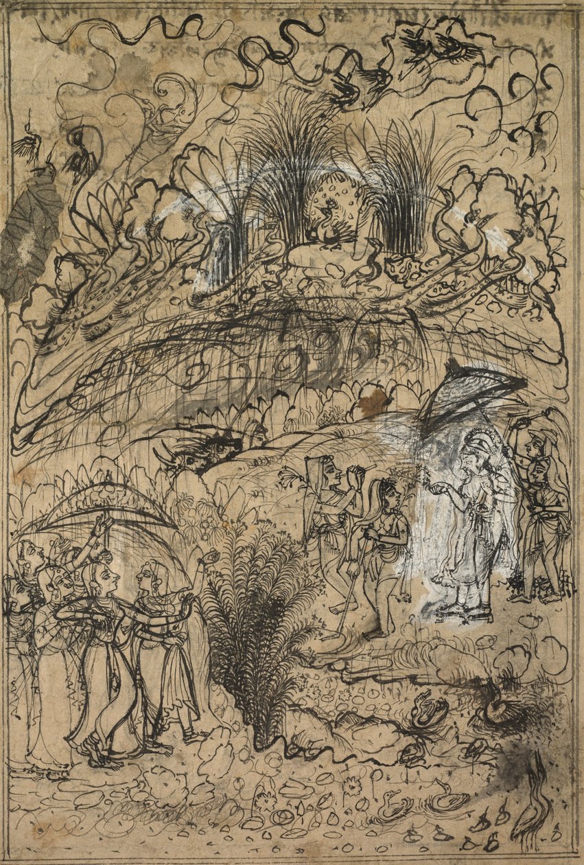 クリシュナ山とラダ山ゴバーダン、c。 1720。 作： 不明