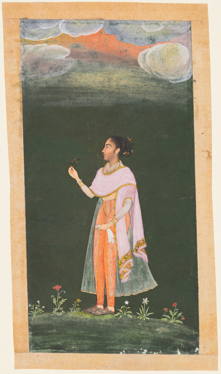 花を抱く婦人c。 1670〜80年代。 作： 不明