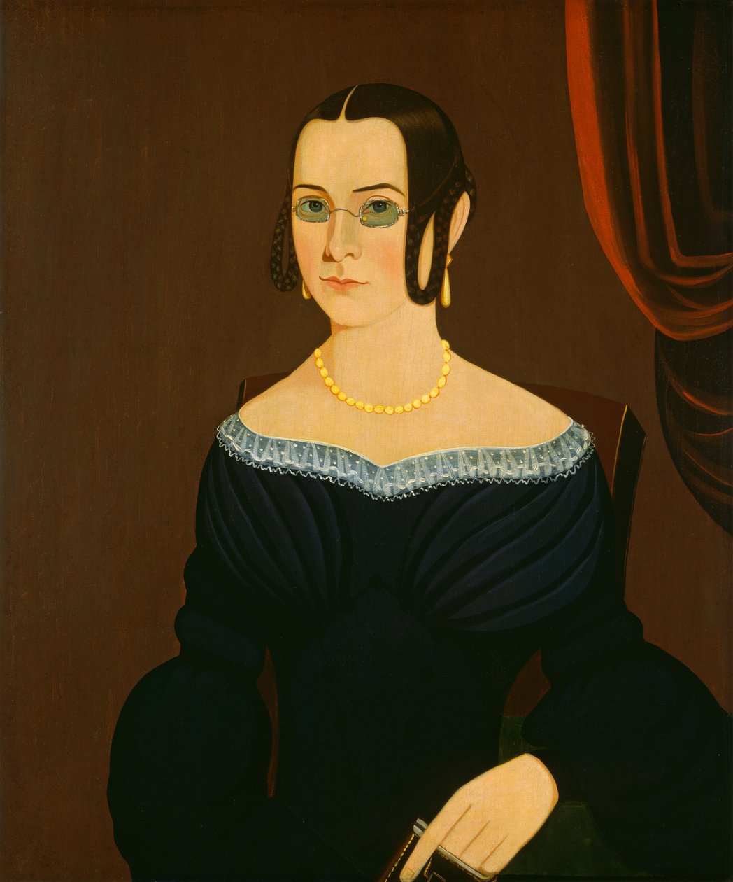 眼鏡をかけた女性、c。 1840年。 作： 不明