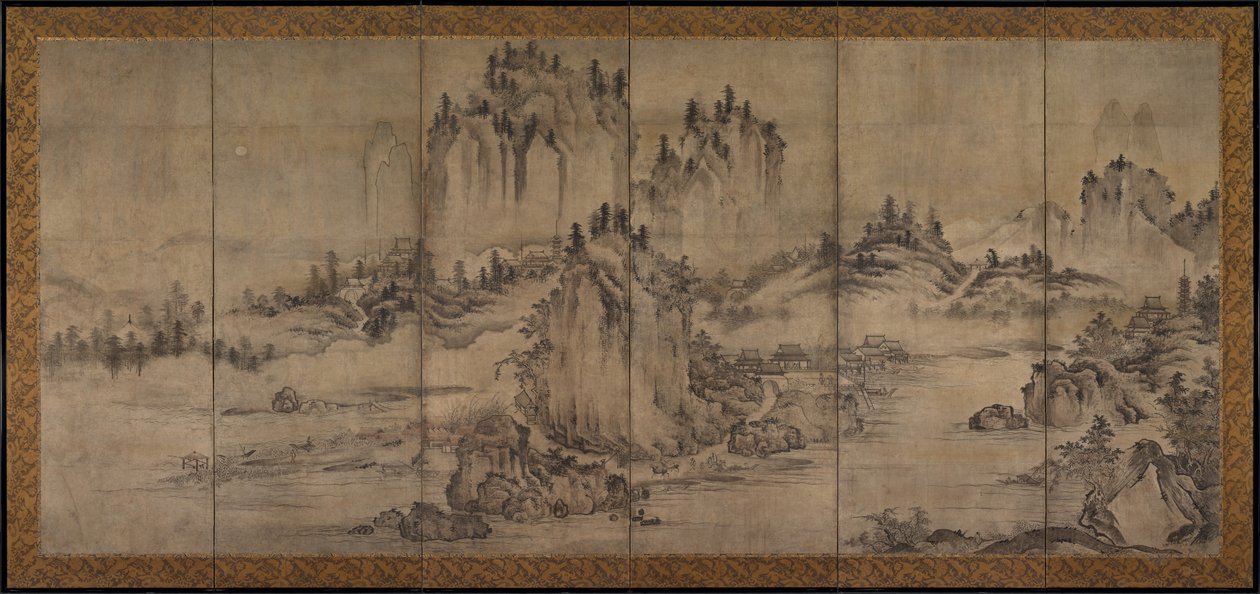 風景、1500年代後半。 作： 不明