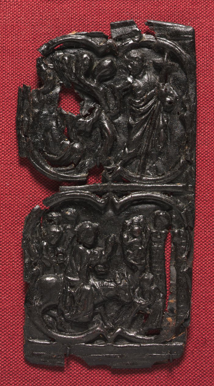 革パネル、c。 1350-1400。 作： 不明