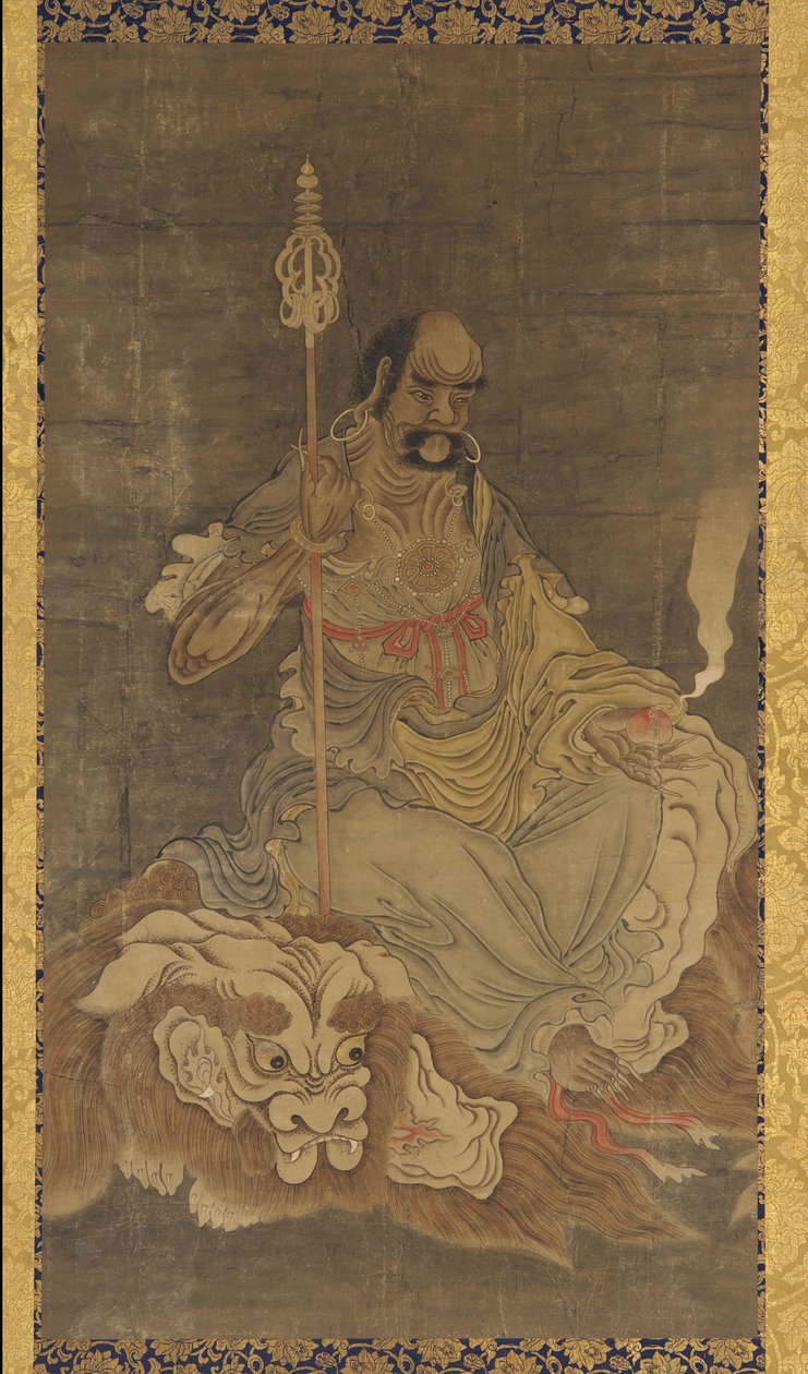 ローハン、ライオンに座っている、明王朝、1368-1644。 作： 不明