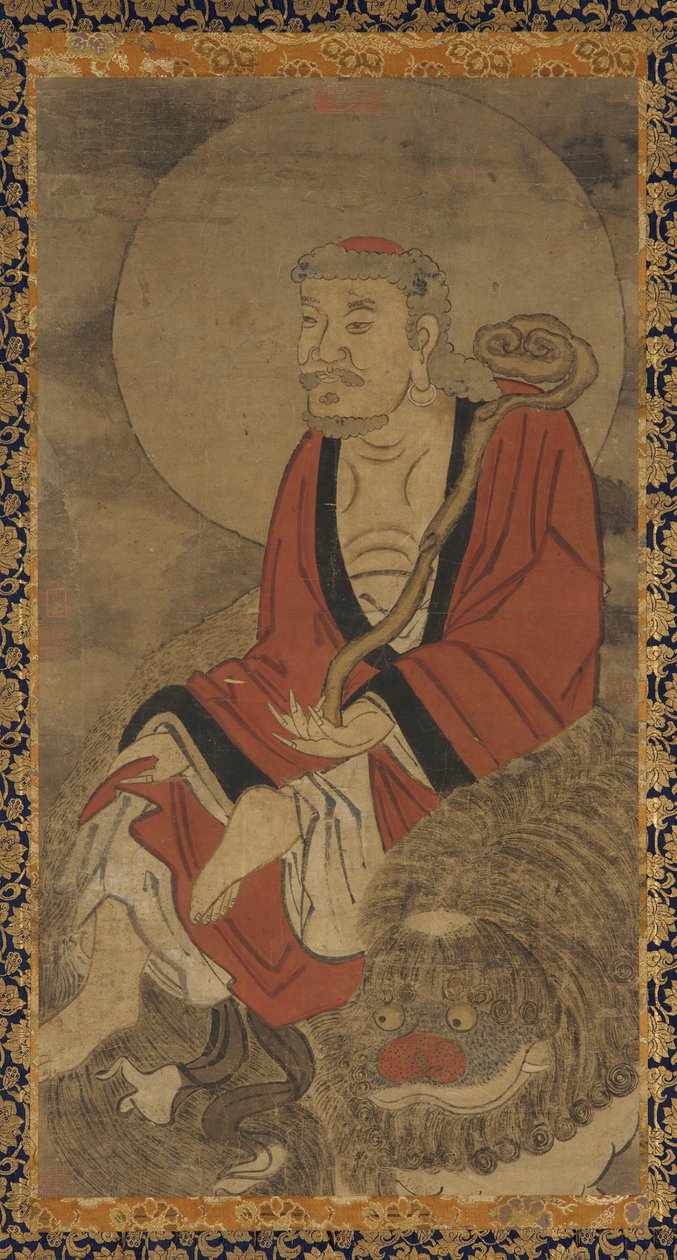 羅漢と獅子、明代、1368～1644年。 作： 不明