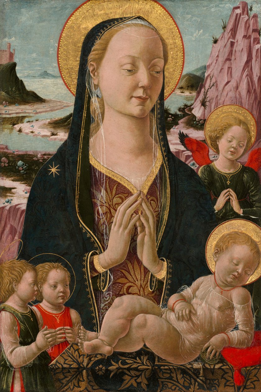 聖母子と天使たち, c. 14551470。 作： 不明