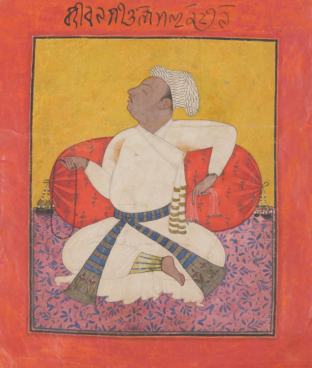 Maharaja Sital Dev in Devotion、ca。 1690。 作： 不明