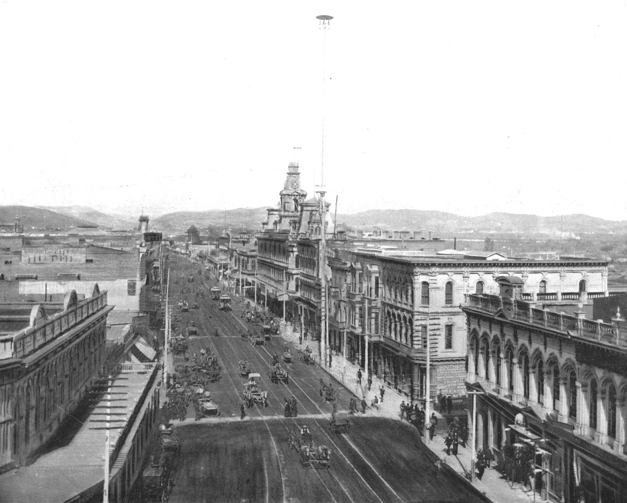 メインストリート、ロサンゼルス、カリフォルニア、米国、c1900。 作： 不明