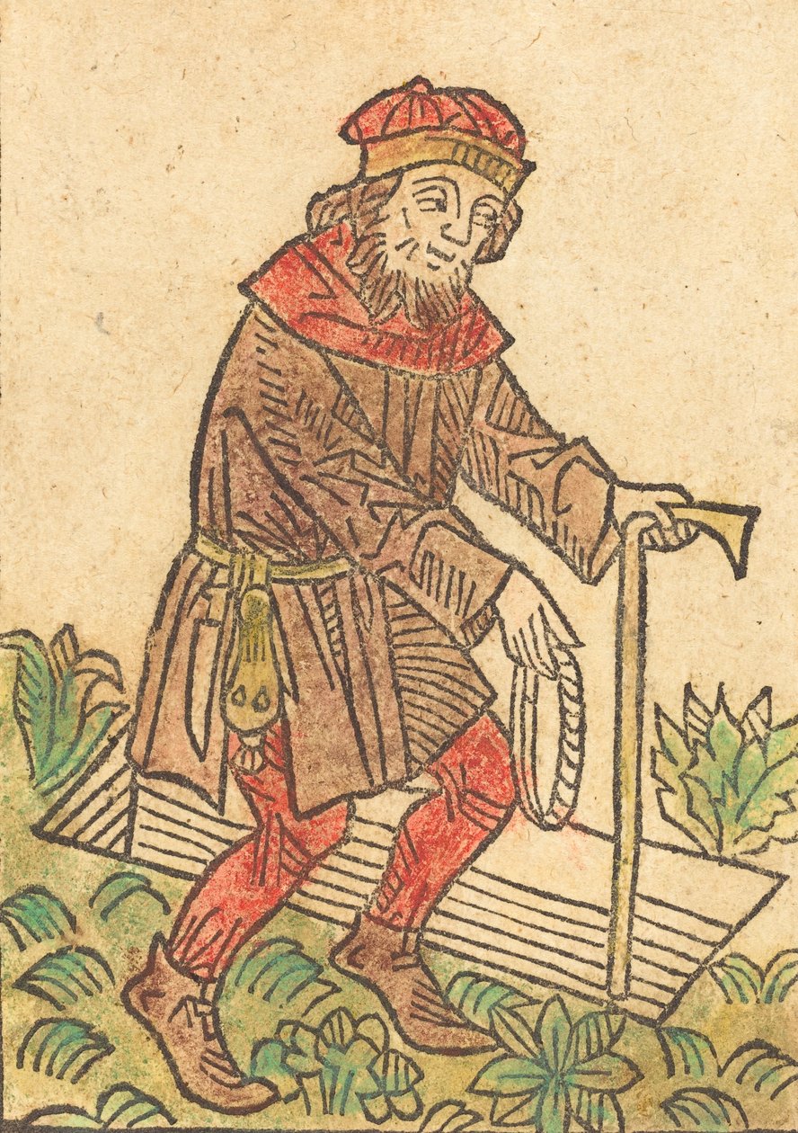 墓に向かって歩く男、c。 1495年。 作： 不明