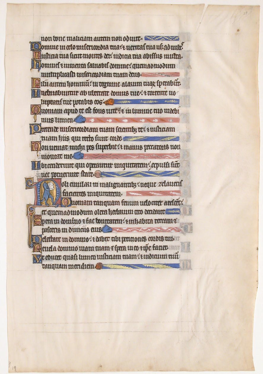 Royal Psalter の写本の葉、13 世紀。 作： 不明
