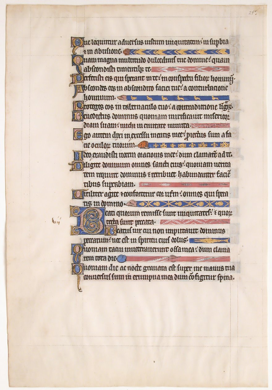 Royal Psalter の写本の葉、13 世紀。 作： 不明