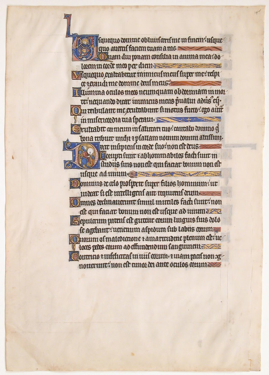 Royal Psalter の写本の葉、13 世紀。 作： 不明