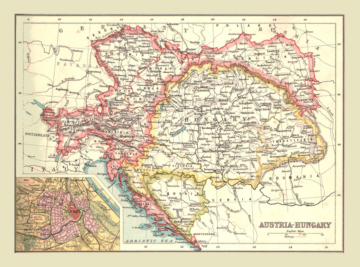 オーストリア-ハンガリーの地図、1902年。 作： 不明