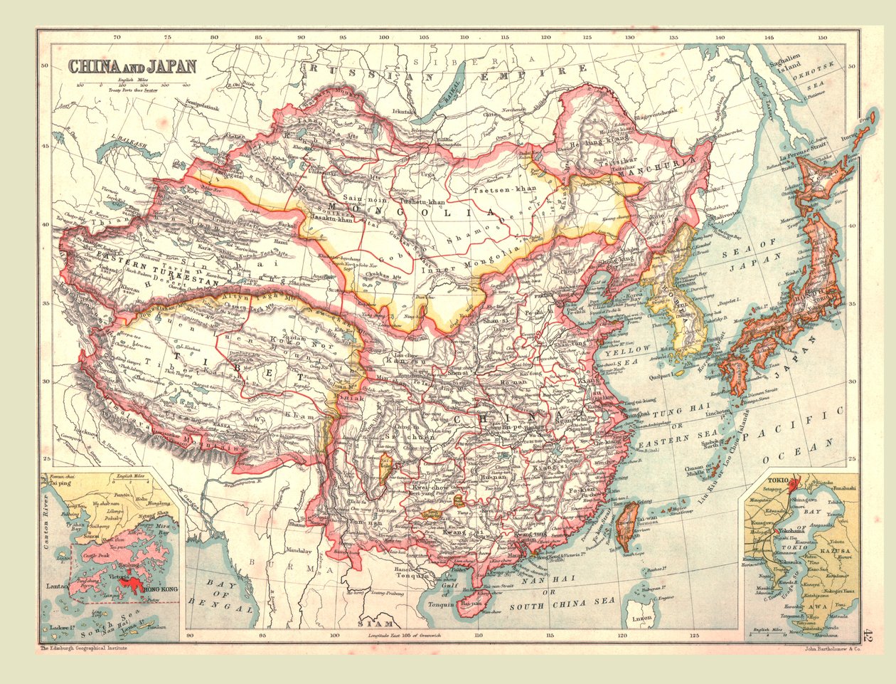 中国と日本の地図、1902年。 作： 不明
