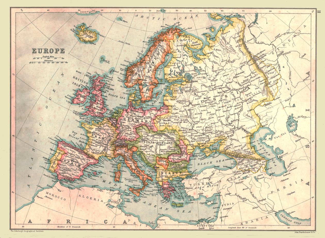 ヨーロッパの地図、1902年。 作： 不明