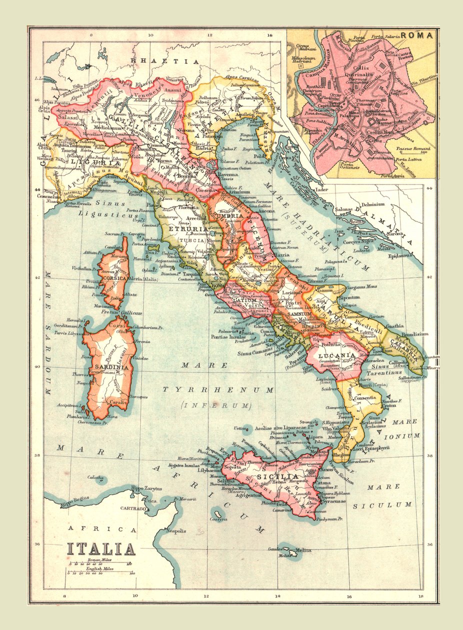イタリアの地図、1902年。 作： 不明