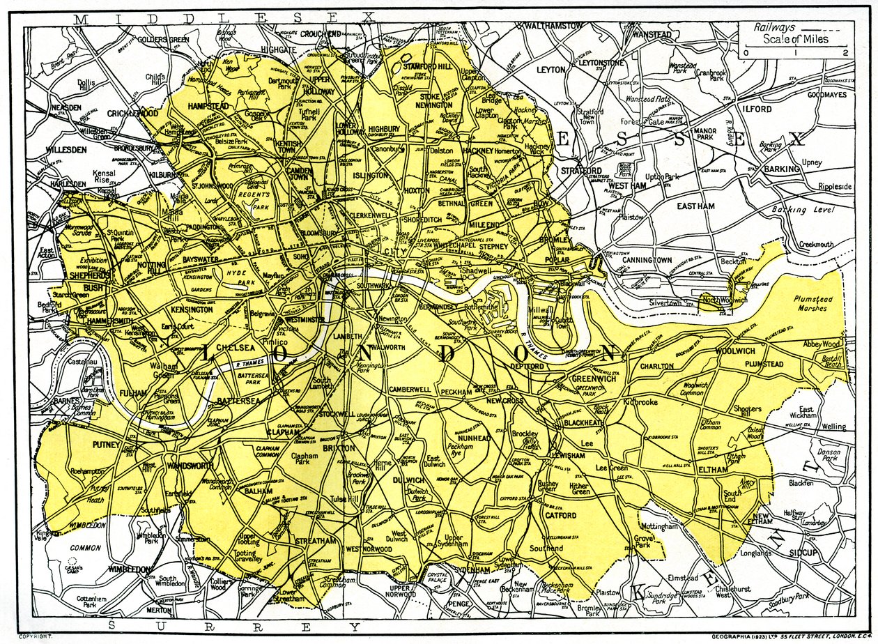 ロンドンの地図、1924-1926年 作： 不明