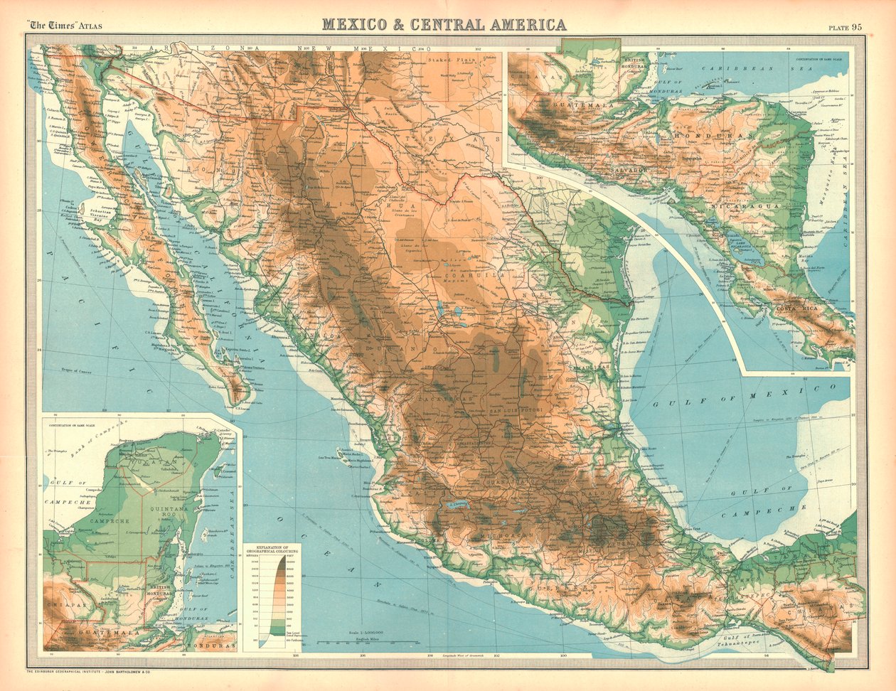 メキシコと中央アメリカの地図 作： 不明