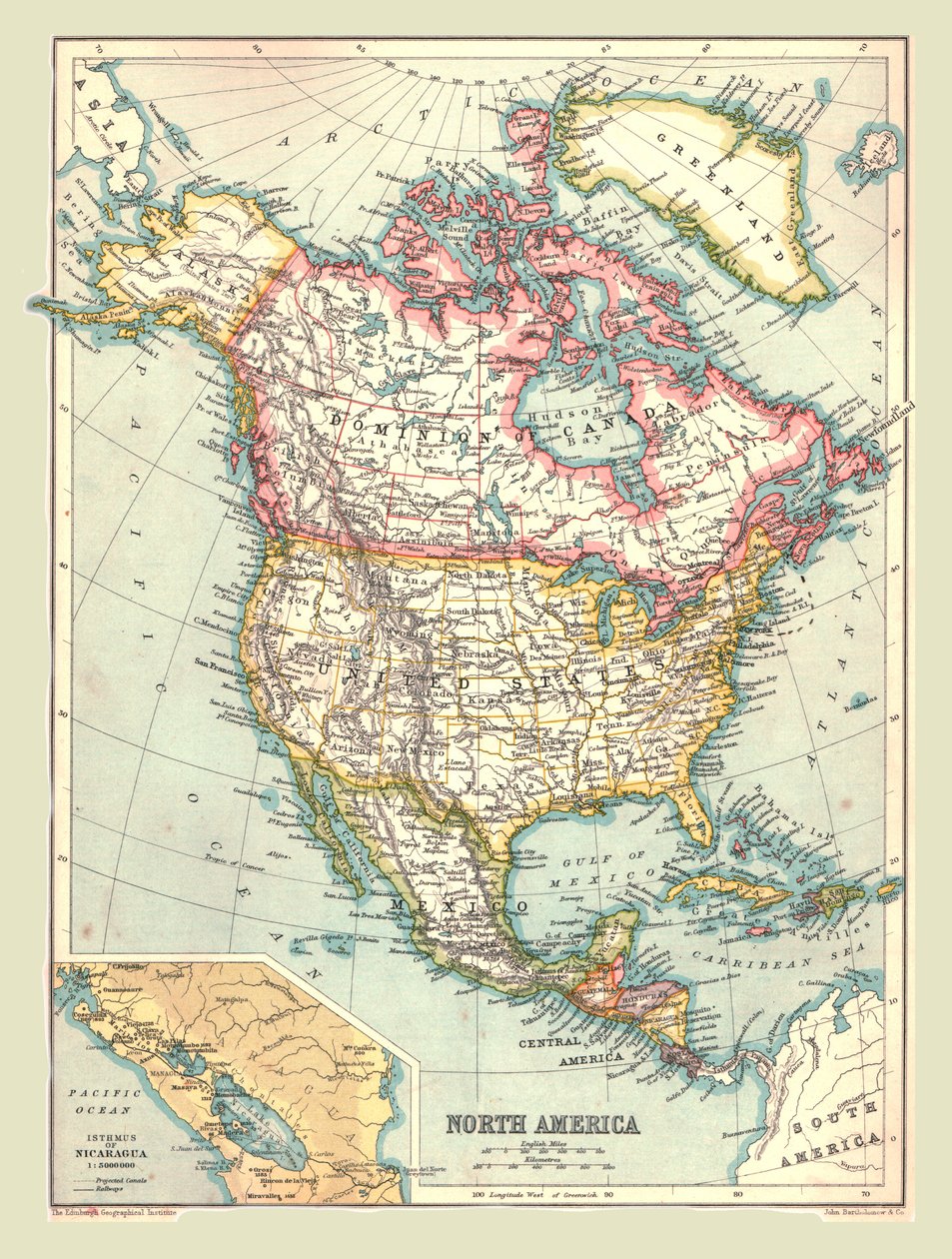 北米の地図、1902年。 作： 不明