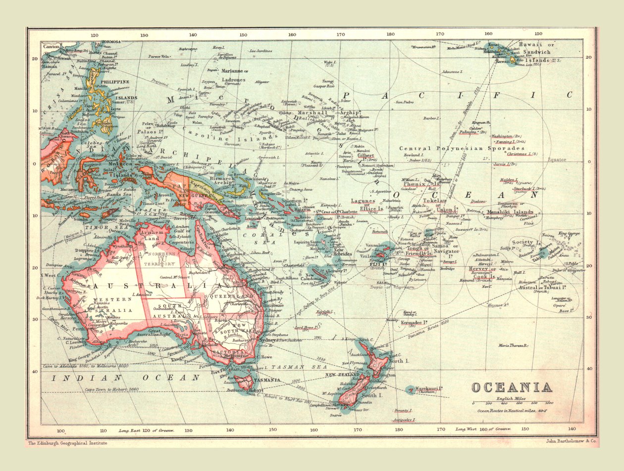 オセアニアの地図、1902年。 作： 不明