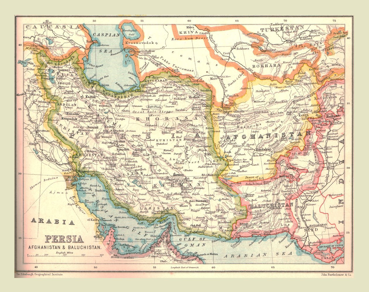 ペルシャの地図、1902年。 作： 不明