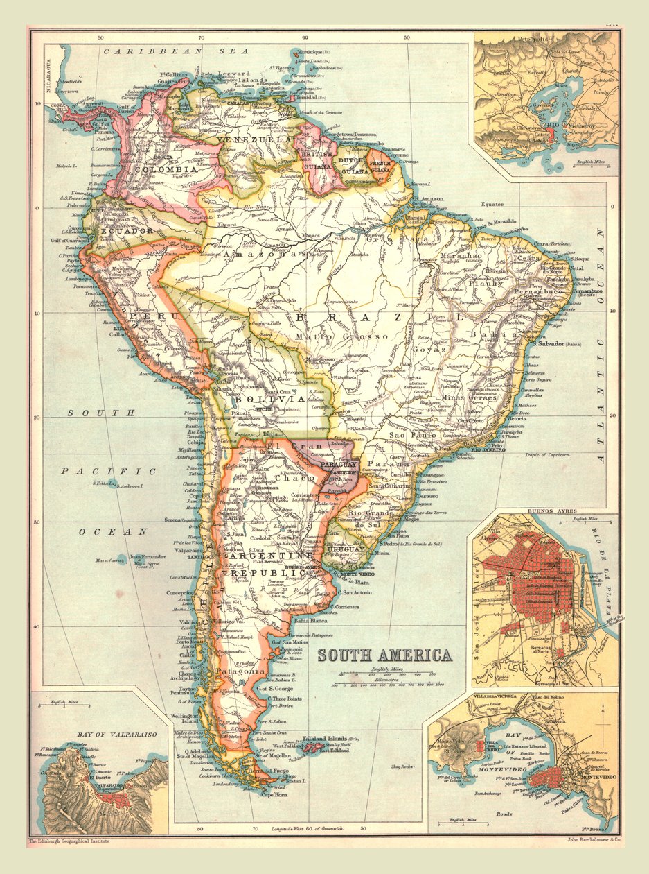 南アメリカの地図、1902年。 作： 不明