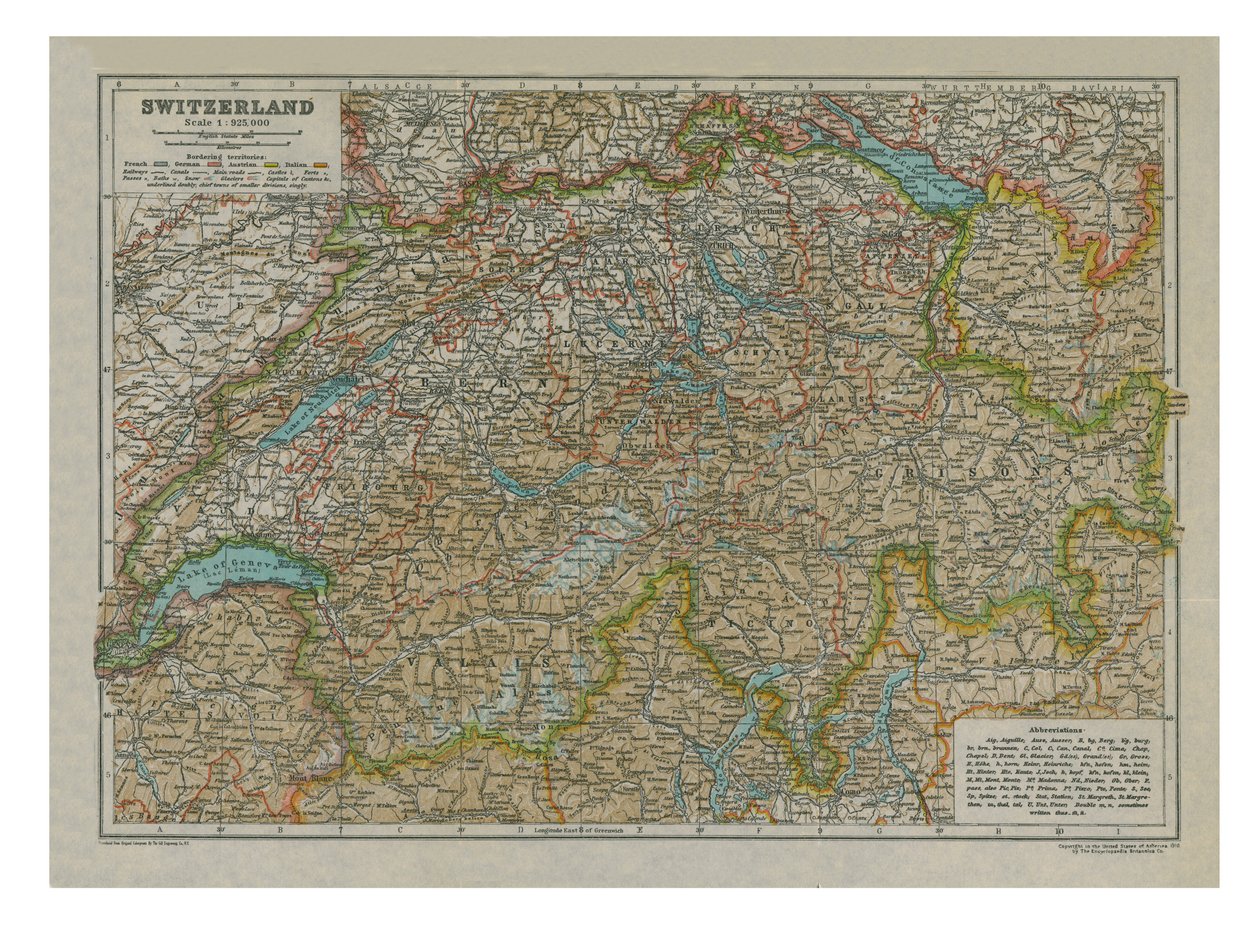 スイスの地図 作： 不明
