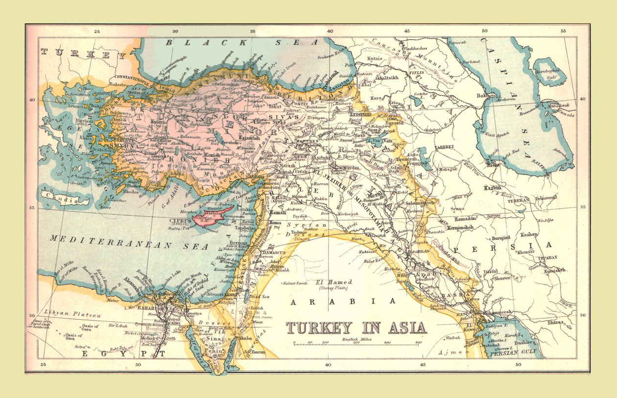 1902年のアジアのトルコの地図。 作： 不明