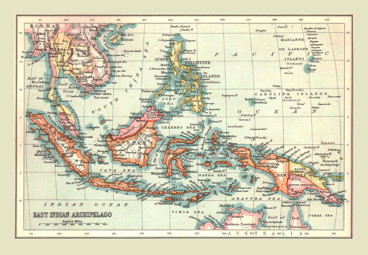 東インド諸島の地図、1902年。 作： 不明