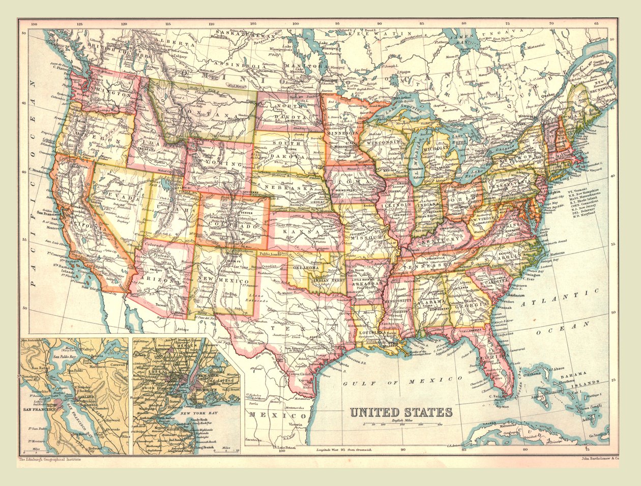 アメリカ合衆国の地図、1902年。 作： 不明