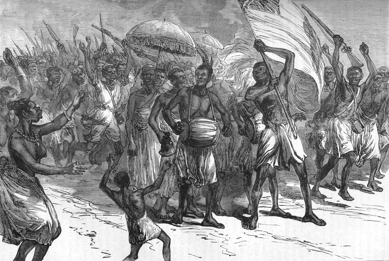 アシャンティー戦士の行進、c1880 作： 不明