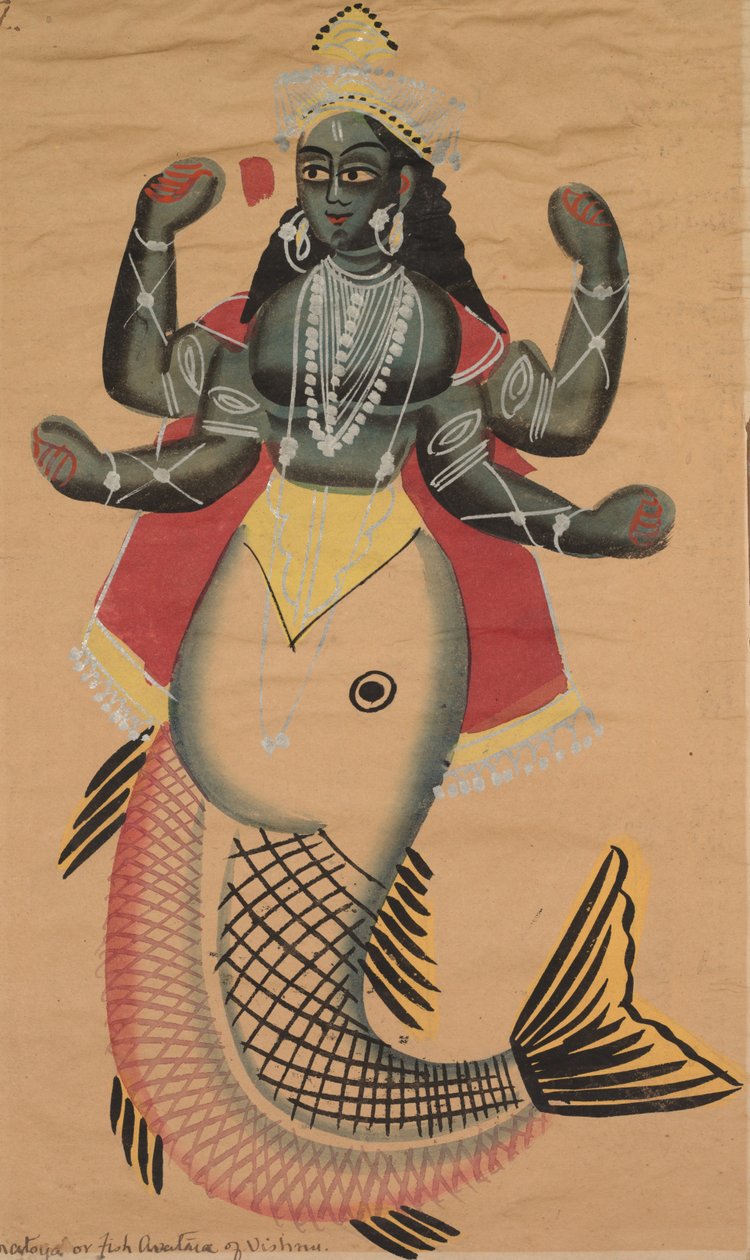 Matsya、フィシュヌの魚Avatara、1800年代。 作： 不明